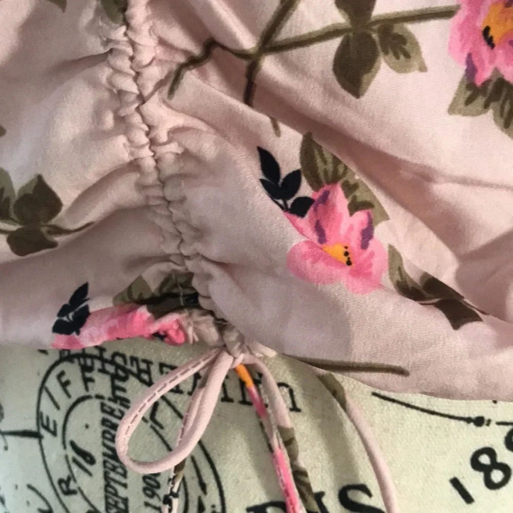 New Sexy Pink Flower Blouse Top square neck